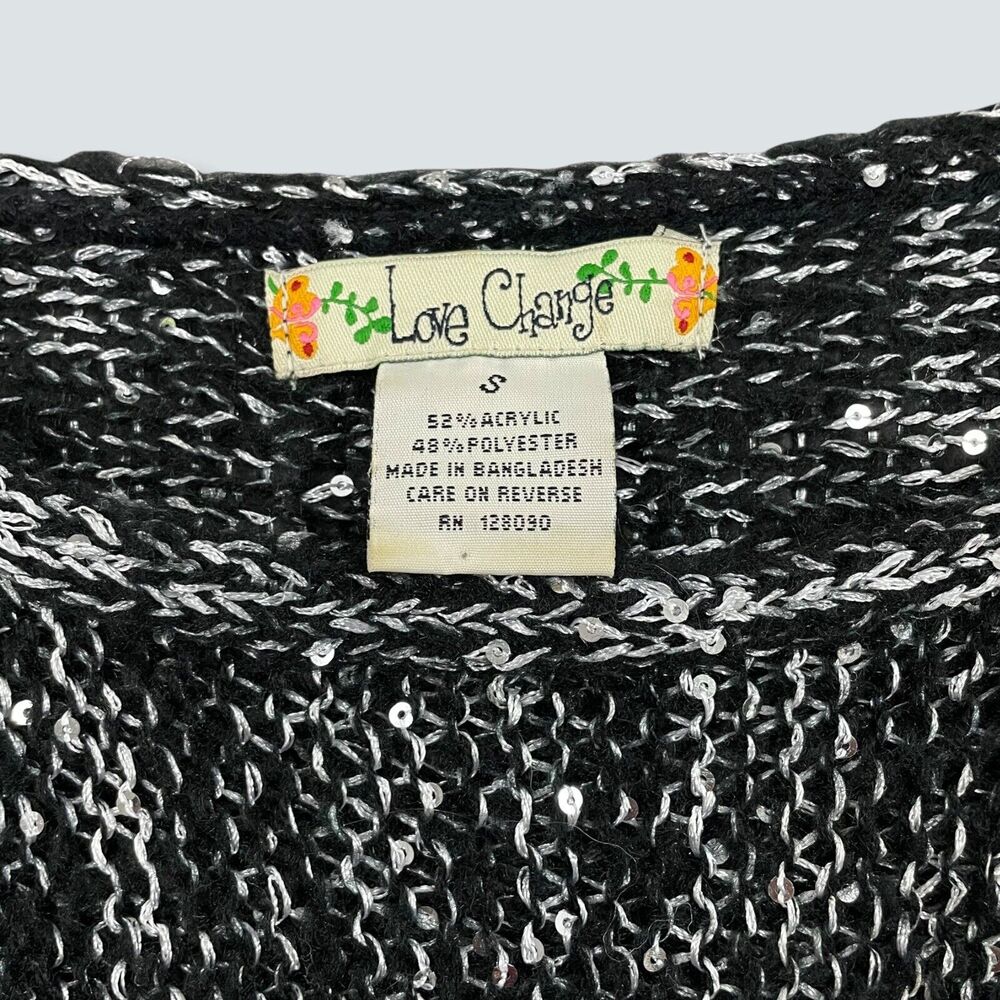 Love Change Womens Sweater Knit Pullover Long Sleeve Pocket Black White Small - Picture 8 of 8